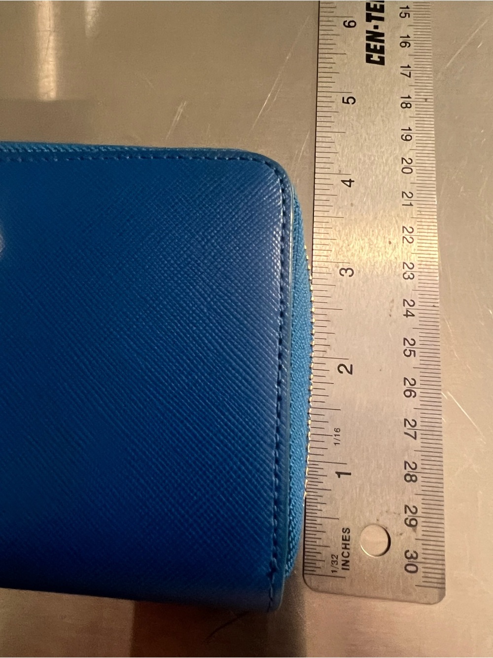 Tory Burch Royal Blue Zip-Around Wallet with Gold Logo - Picture 7 of 7